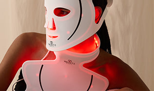 Targeting fine lines with a red light therapy mask for smoother skin.